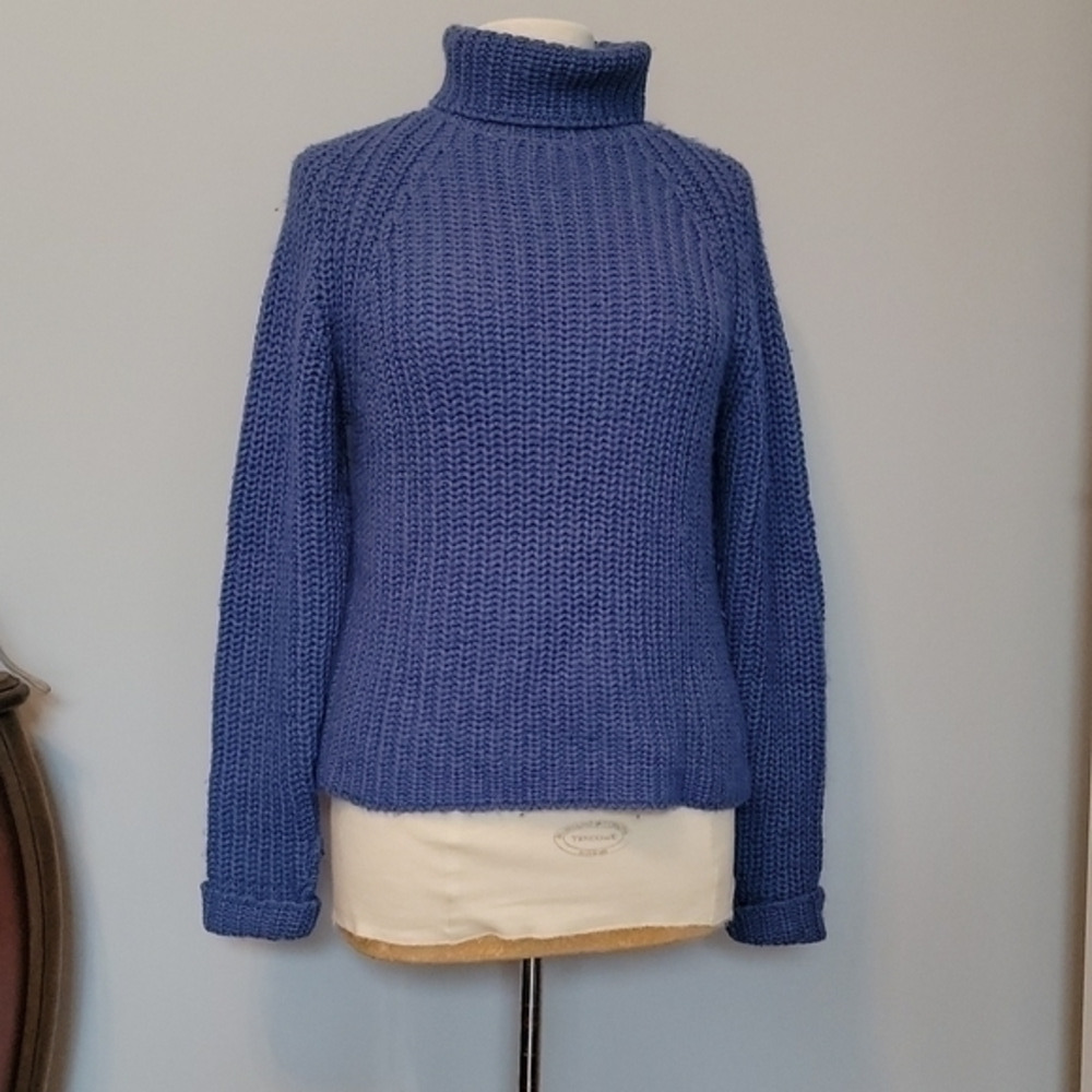 ALPACA 111‎ BLUE TURTLENECK SWEATER (sz - med)